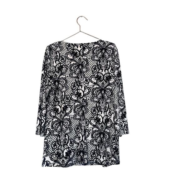 Calvin Klein Long Sleeve V-Neck Blouse Gold Accent - Picture 2 of 6